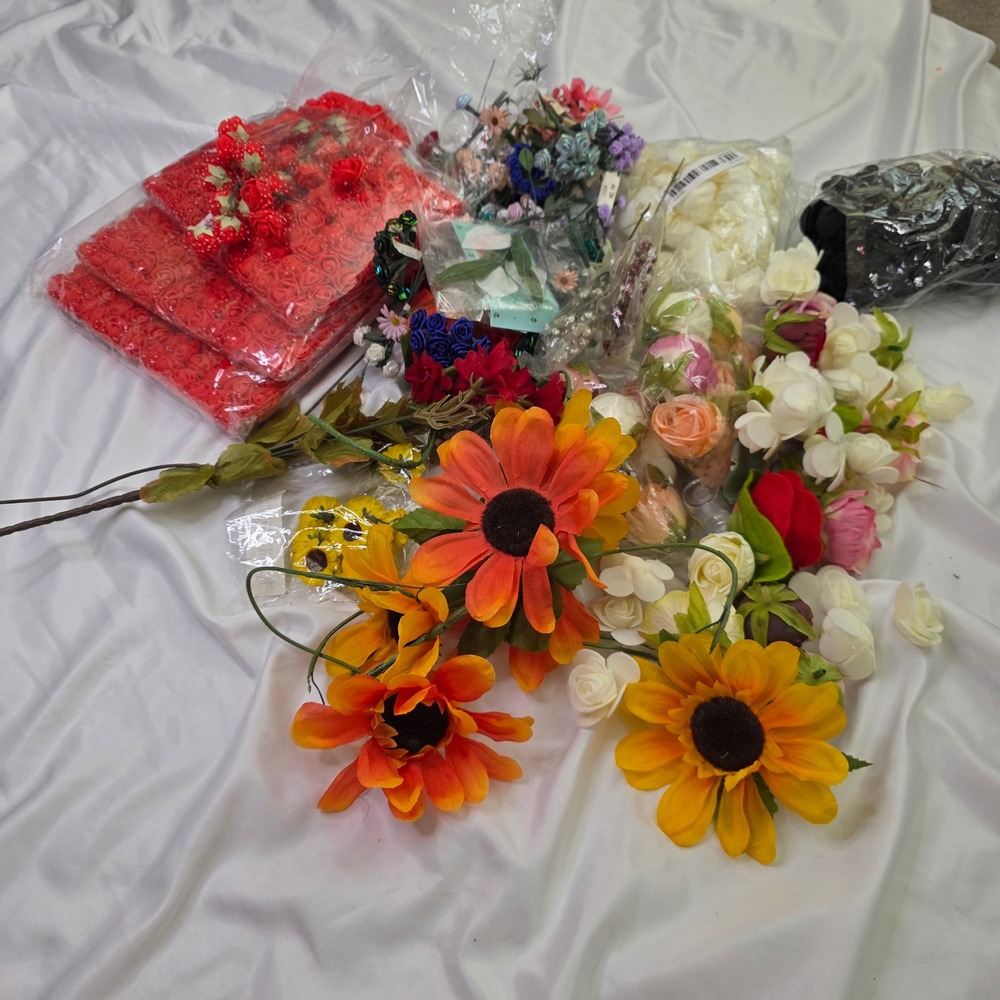 Bulk Lot Artificial Flowers Foam Roses Silk Sunflowers DIY Craft Wedding Decor - Picture 14 of 16